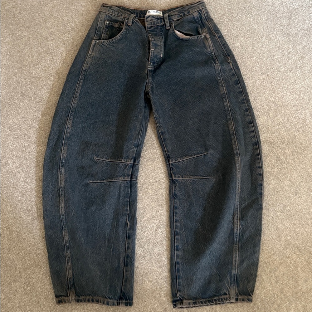 Free People We The Free Good Luck Mid-Rise Barrel Jeans